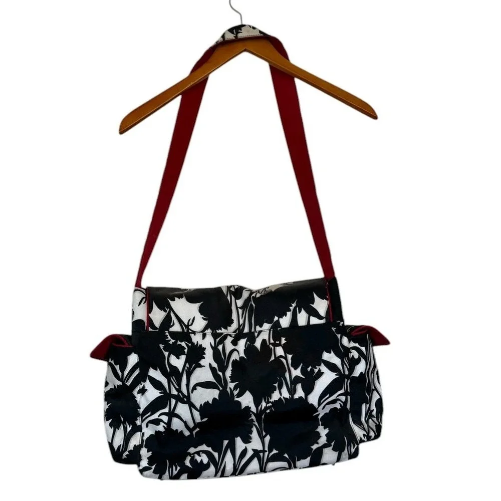 OiOi Australian Diaper Bag Mom Women Baby One Size Black Floral Canvas Messenger